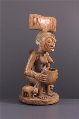 Arte tribal africano - Figura de altar yoruba con copa